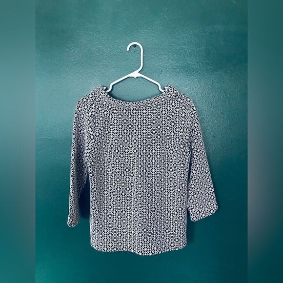 Boden size 8 black and white ottoman top 3/4 sleeve Peter Pan Collar Sweater - Picture 1 of 5
